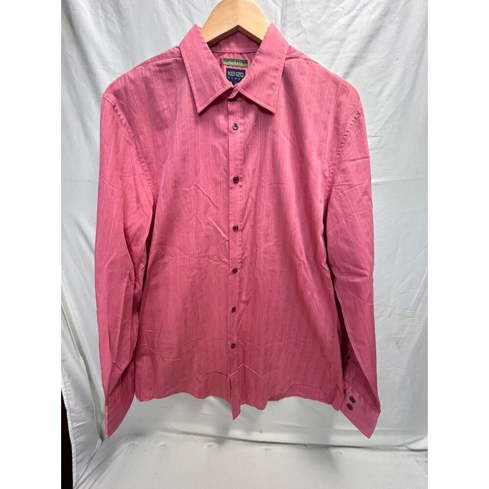 Kenzo Homme Men's 42 / 16.5 Pink Slim Fit Long Sleeves Casual Button Down Shirt
